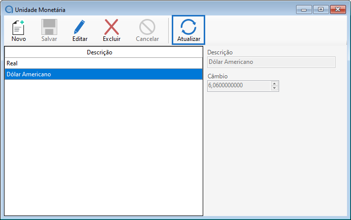 Atualização de Unidade Monetária