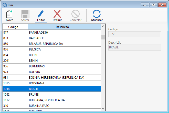 Clique edição de país