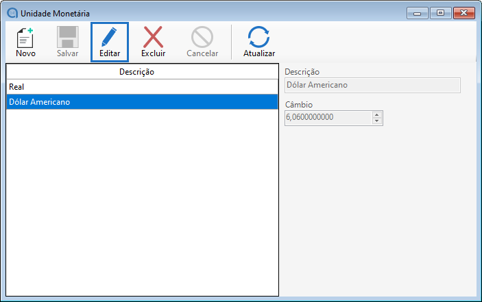 Exclusão de Unidade Monetária