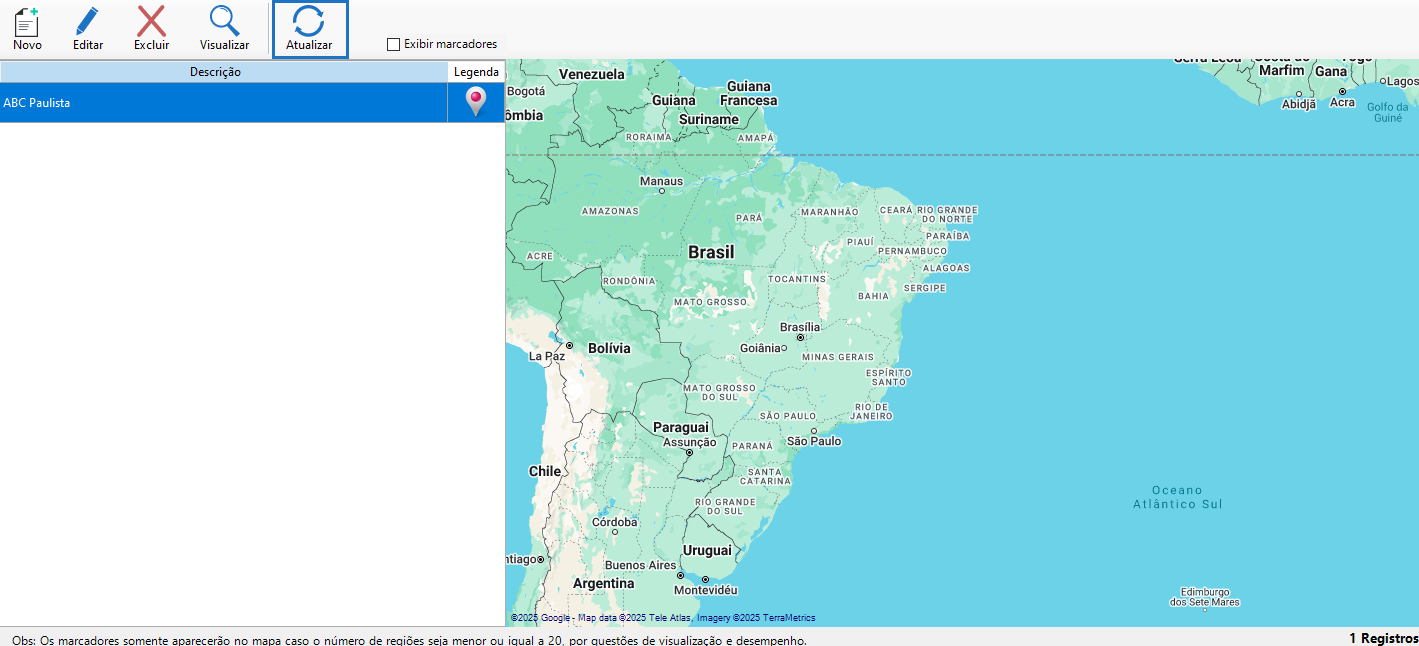Atualizar cadastro de região