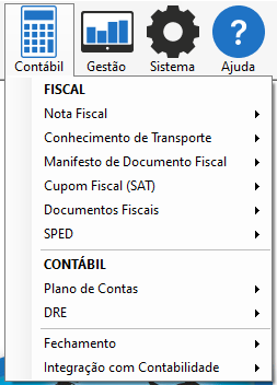 Menu Contábil